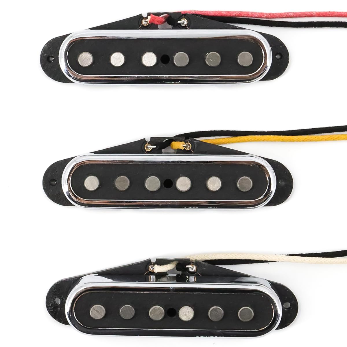 Left. Dazzling Pops - Alnico 5 St Pickup Single Coil Pickups Open Style Neck/middle/bridge Set For Stratocaster Electric Guitar - Chrome Cover.