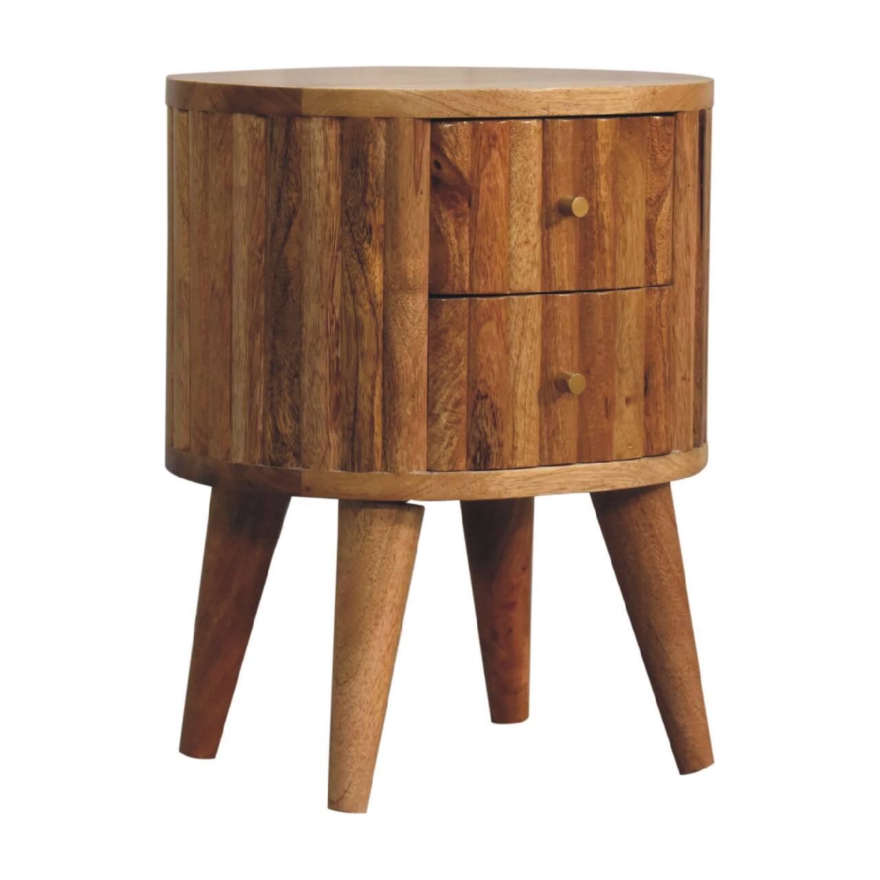 Angle. Artisan Furniture - Artisan Furniture Solid Wood Stripe Nightstand, 2 Drawers, Nordic Legs, Oak - Oak.