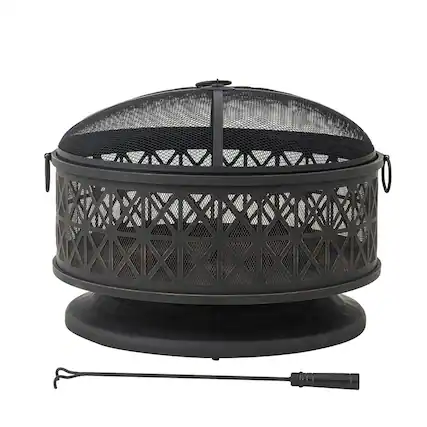 Front. SUNJOY - Outdoor Fire Pit, Patio Wood-Burning Steel Firepit Large Fire Pits for Outside.