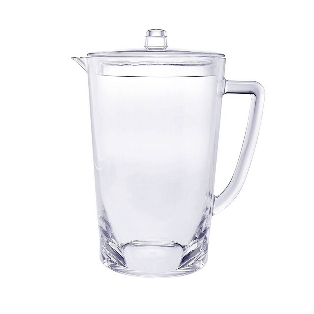 Front. APRILSOUL - Quarts Water Pitcher with Lid Oval Halo Design Unbreakable Plastic BPA Free Juice Pitcher - white.