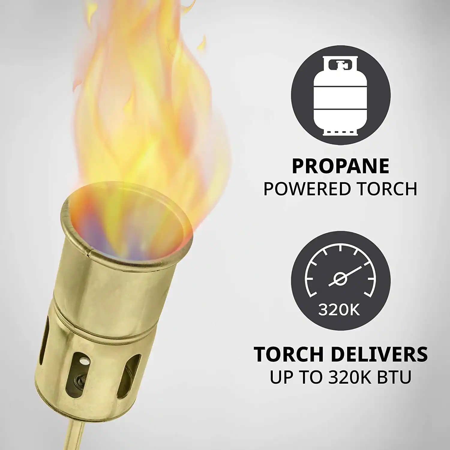 PROPANE POWERED TORCH
TORCH DELIVERS UP TO 320K BTU