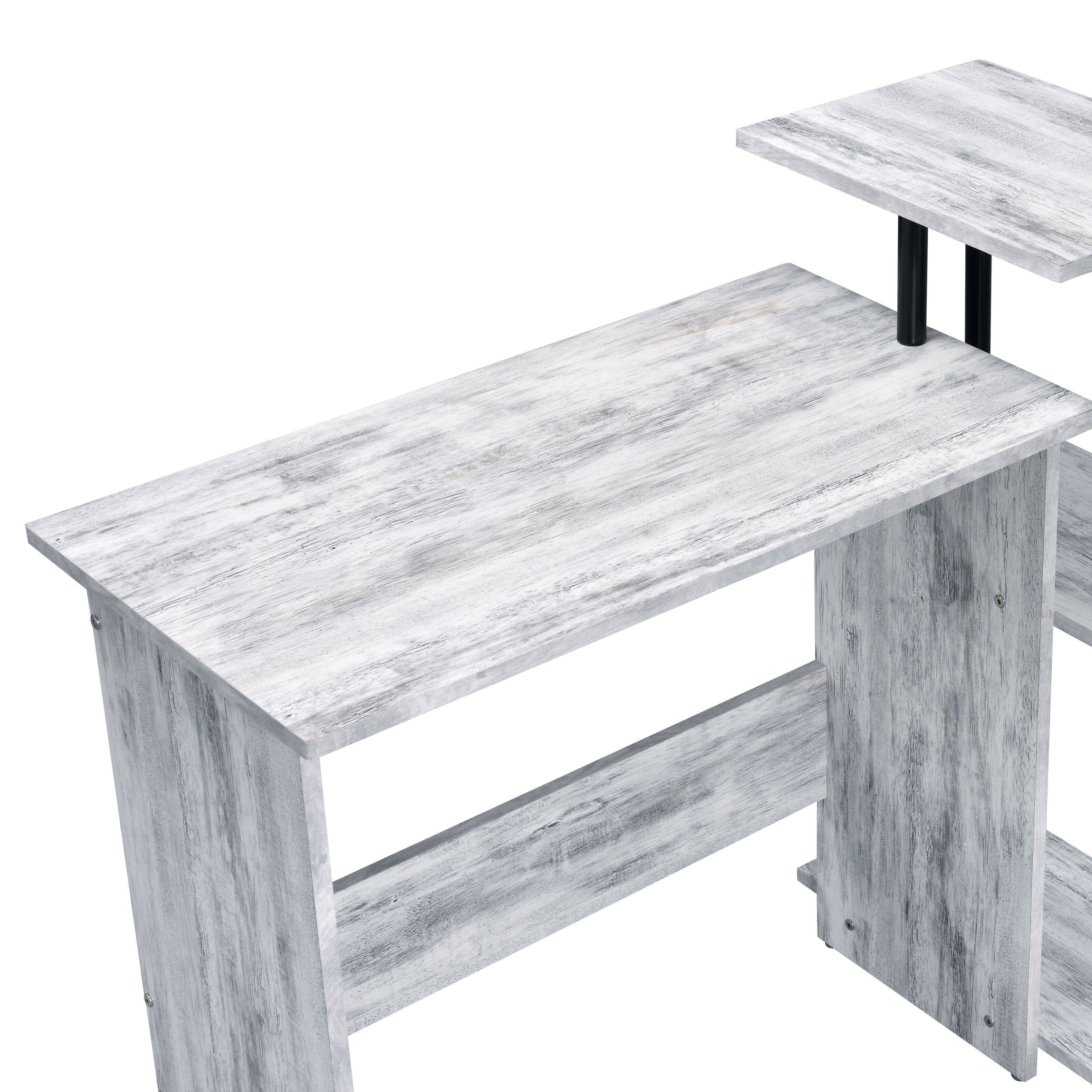 Left. TinyHomie - Levi Antique White and Black Finish Writing Desk - White.