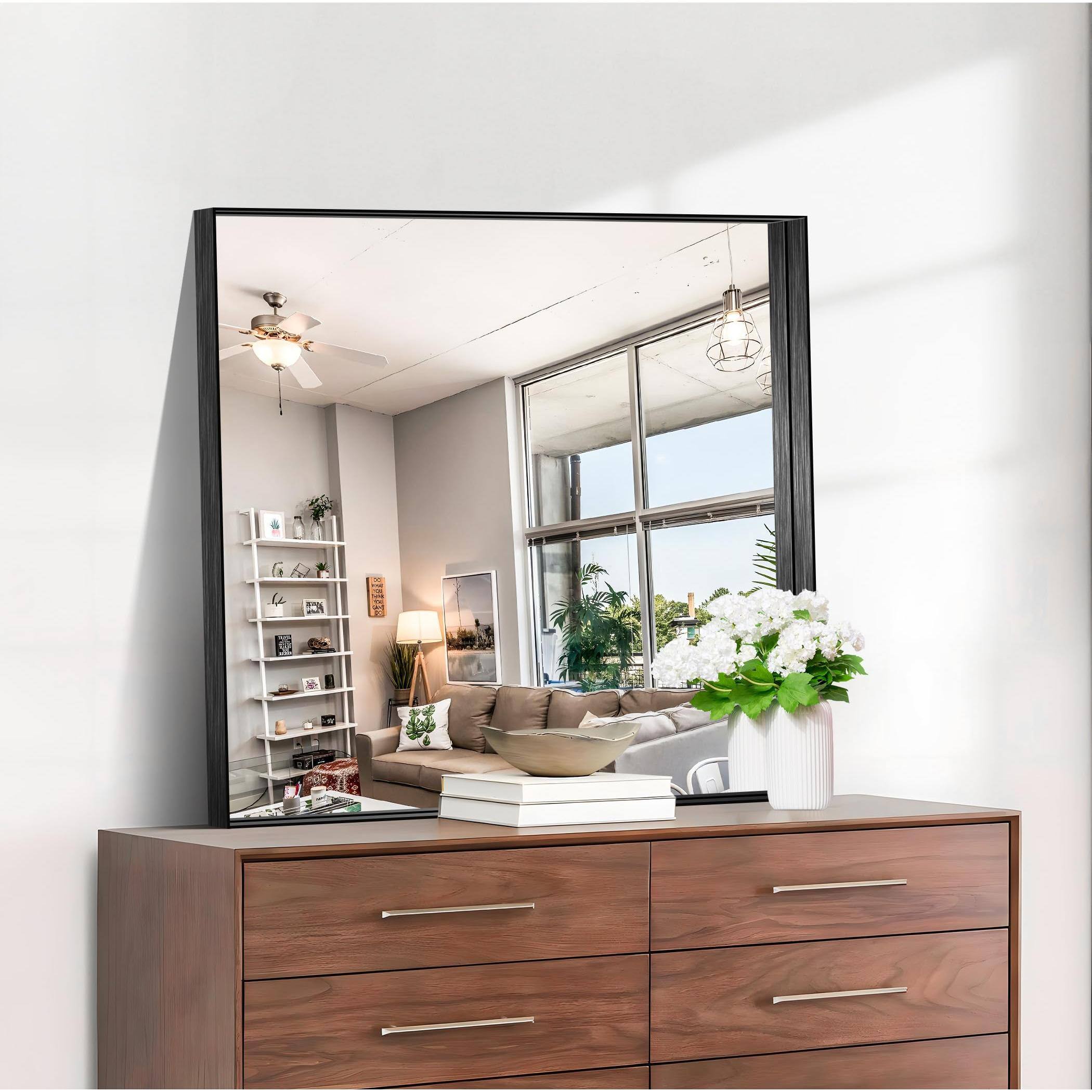 Earthley Blooms Bathroom Mirror 30"x30" Rectangular With Deep Metal ...