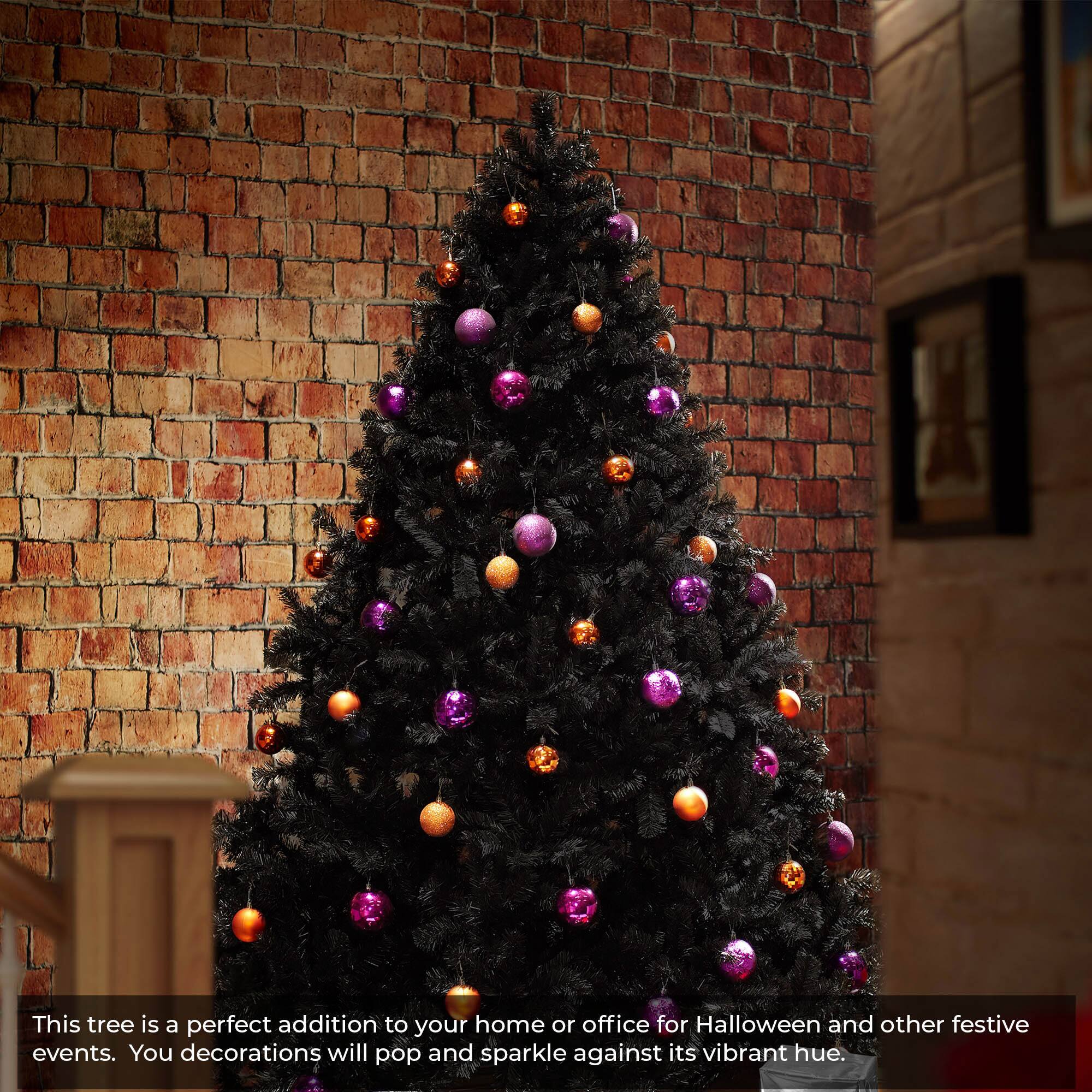 This tree is a perfect addition to your home or office for Halloween and other festive events. Your decorations will pop and sparkle against its vibrant hue.