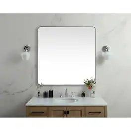 Elegant Decor - Soft corner metal square mirror 42x42 inch - Silver