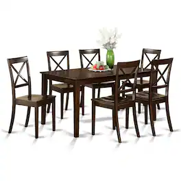 East West Furniture - 7 Pc formal Dining room set - Table and 6 formal Dining Chairs - Cappuccino