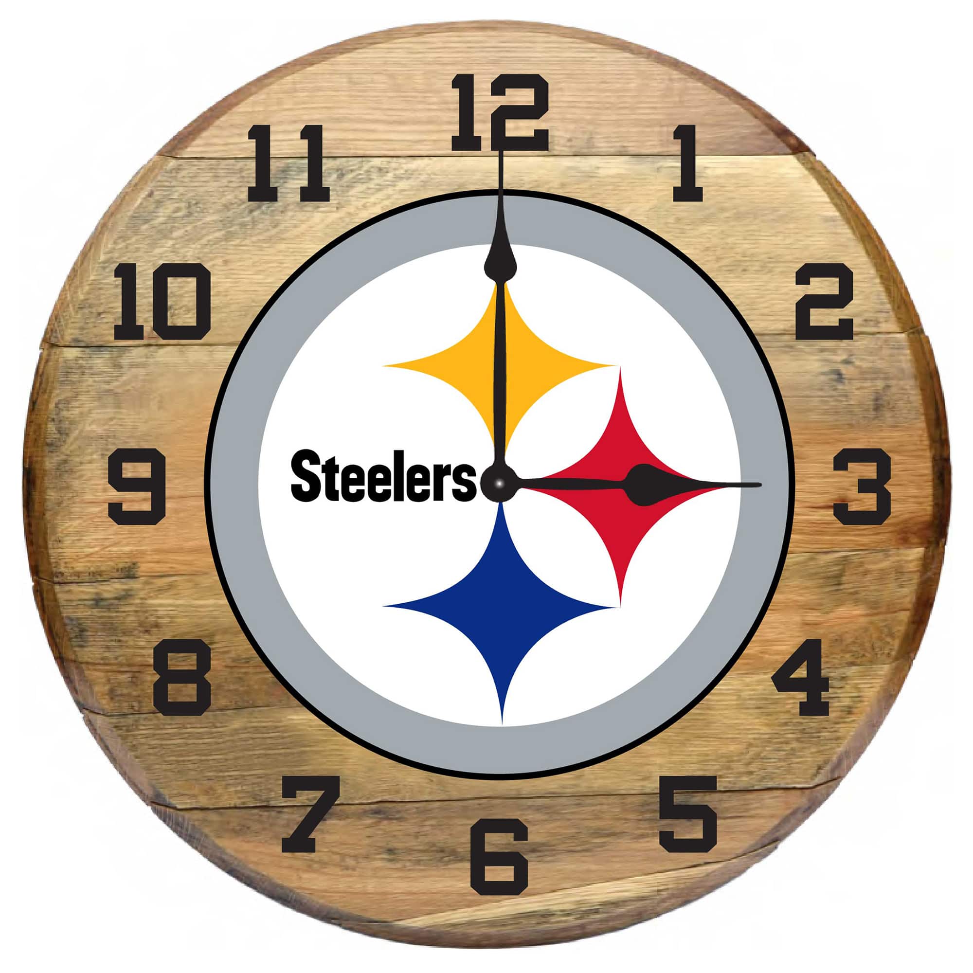 Imperial - Pittsburgh Steelers Oak Barrel Clock - Multicolor