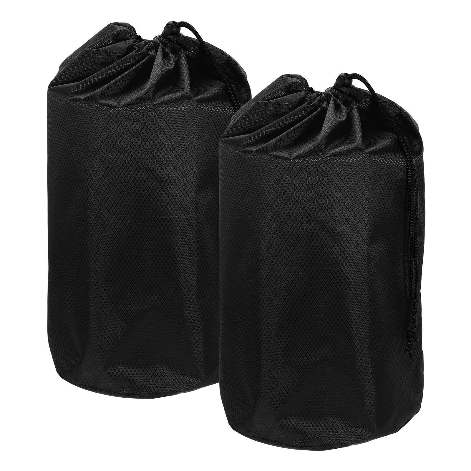 Front. Unique Bargains - Stuff Sack, Portable Waterproof Ultralight Drawstring Dry Bag w/ Toggle, 9x17In, 2pcs for Backpacking/Camping - Black.