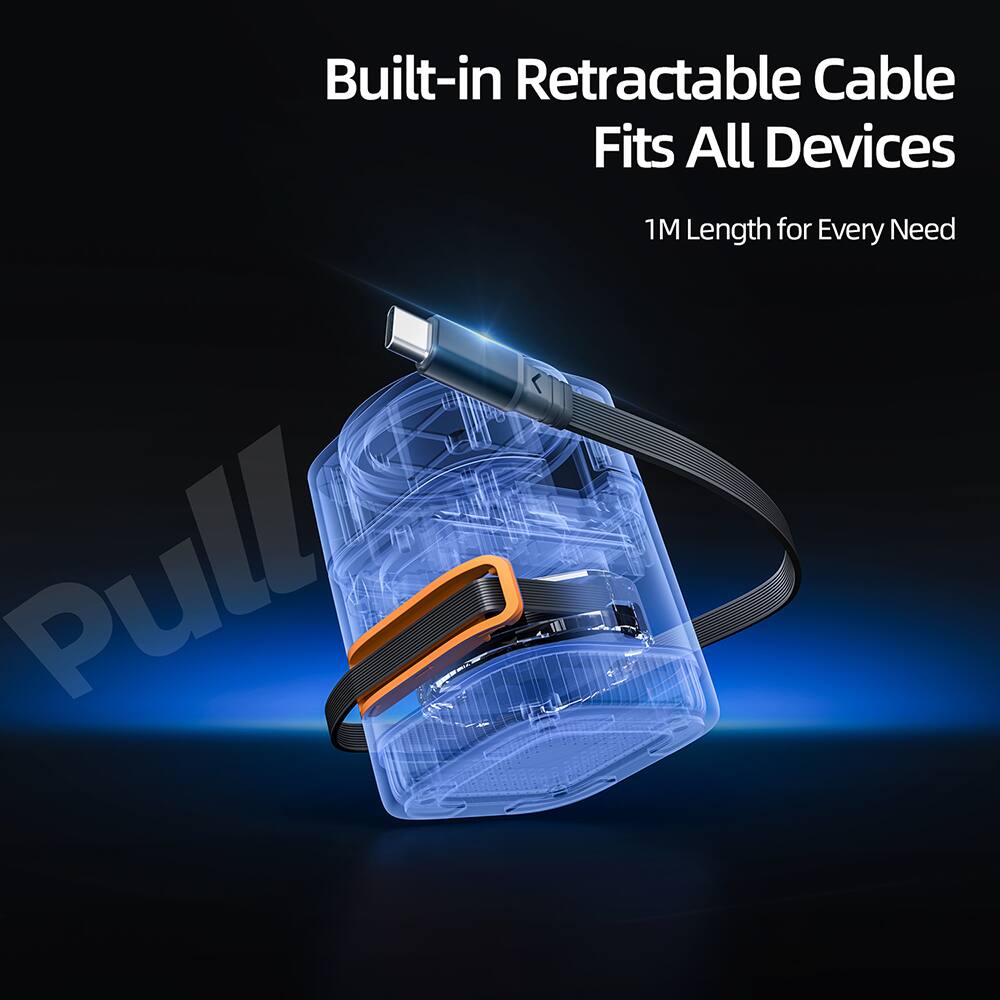 Built-in Retractable Cable Fits All Devices  
1M Length for Every Need