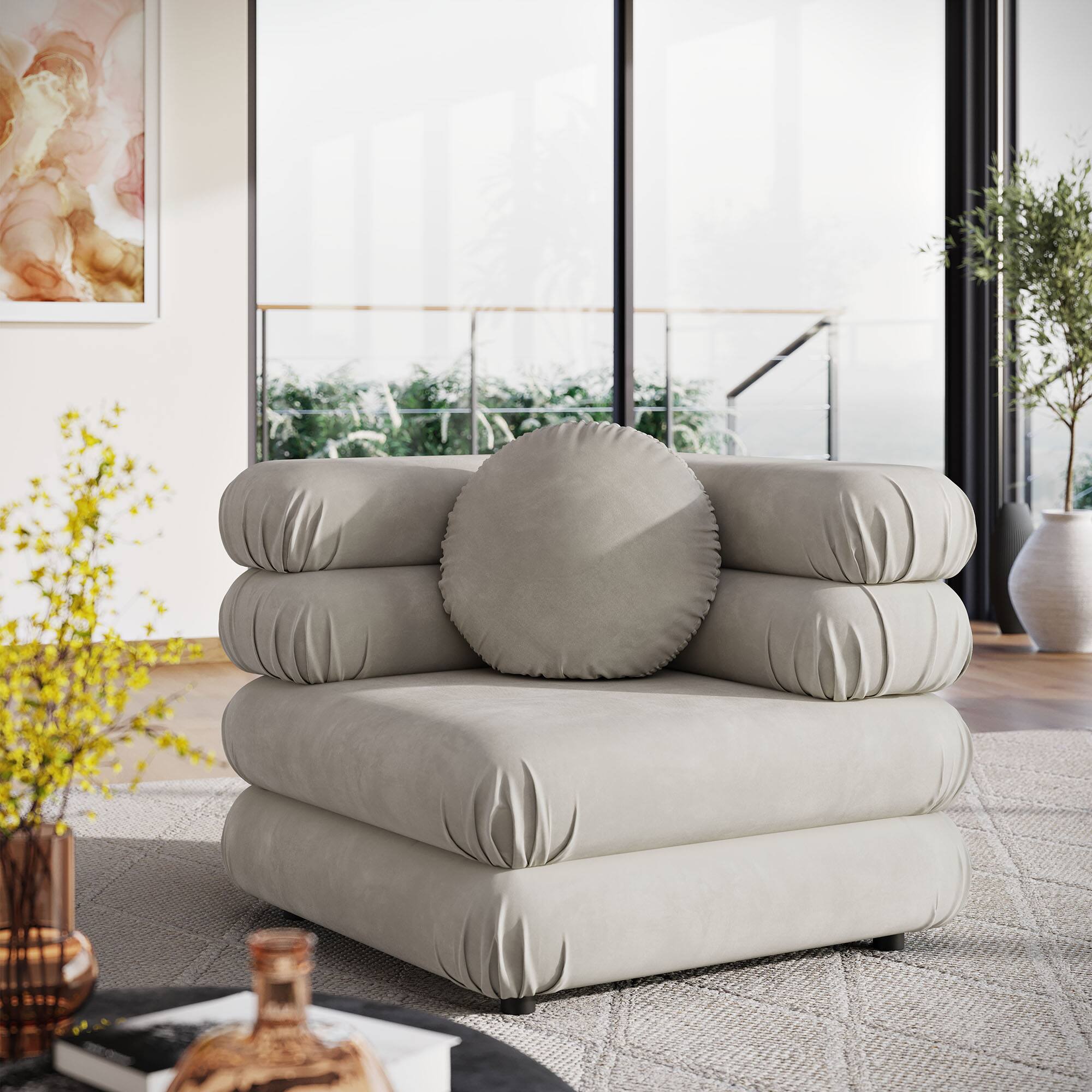 Alt View 4. Modway - Jubilee Modular Performance Velvet Corner Chair by Modway - Almond.