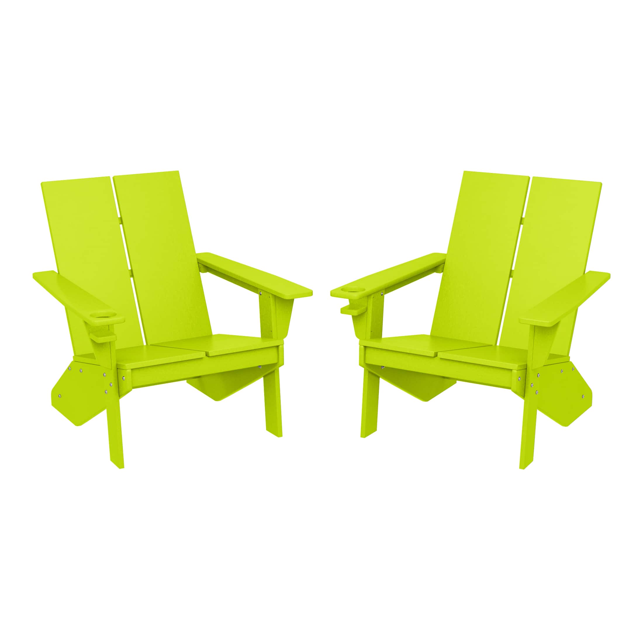 WestinTrends - Riviera Outdoor HDPE Modern Adirondack Chair with Cup Holder (Set of 2) - Lime price history on PriceWatchPro