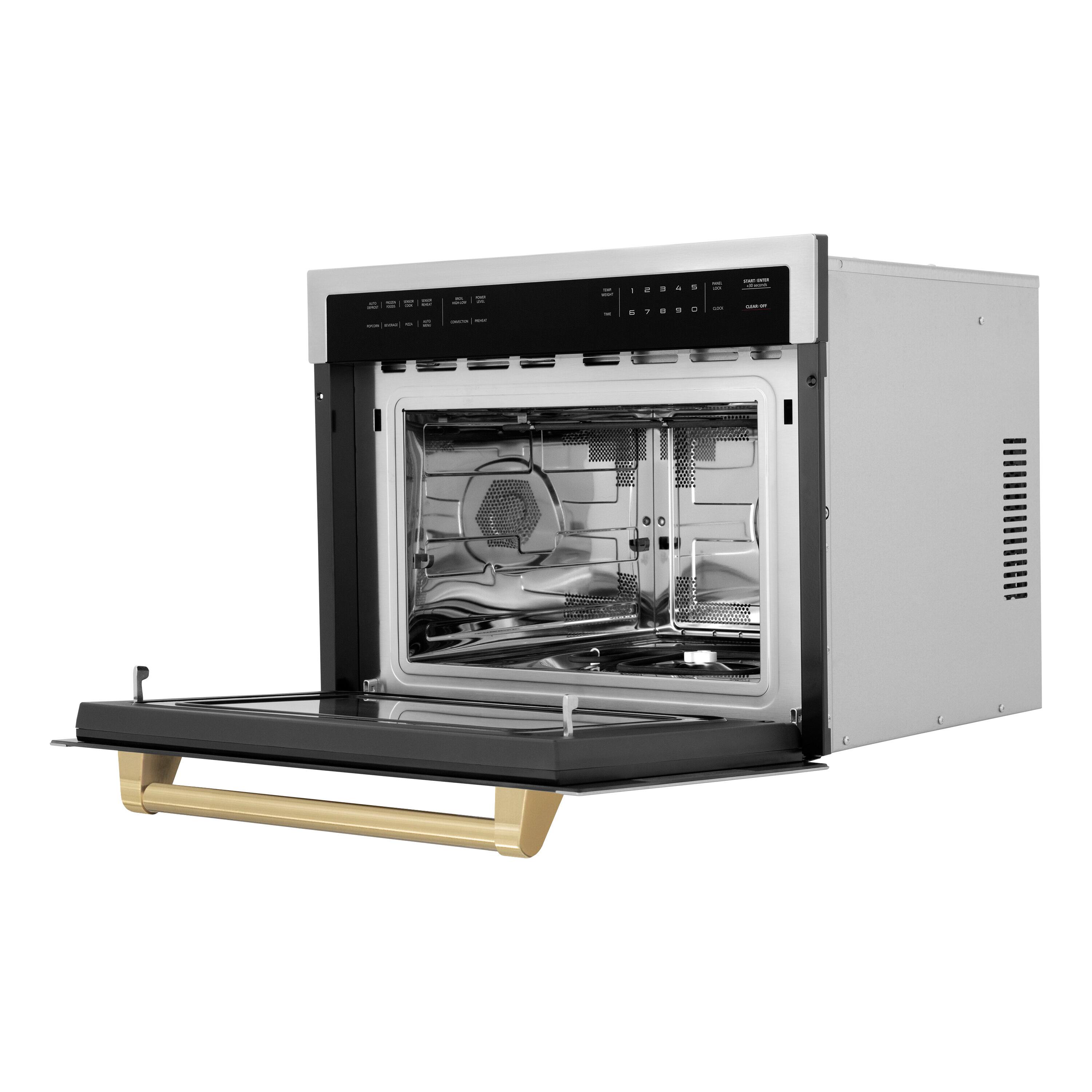 Alt View 1. ZLINE - Autograph Edition 24" 1.6 cu ft. Built-in Convection Microwave Oven in Stainless Steel and Champagne Bronze Accents - Stainless steel.