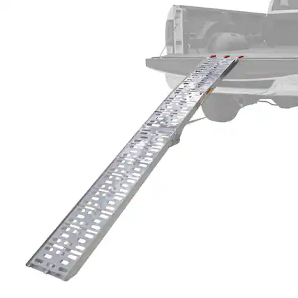 Front. Black Widow - Black Widow Aluminum Folding Motorcycle Ramp Arched Plate, Single Runner, Silver - Silver.