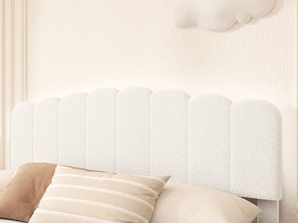 Alt View 4. Bestier - Modern Upholstered Bed Frame with Wave Headboard, White Ambience Lighting and Extra-Large Storage Drawer - white.