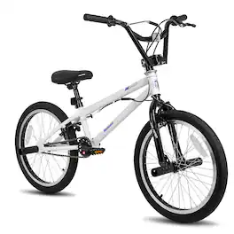 HILAND - 20 inch Freestyle Kids BMX Bike,Beginner-Level, 360 Degree Gyro & 4 Pegs, Kids' Bicycles for Boys,Girls - White