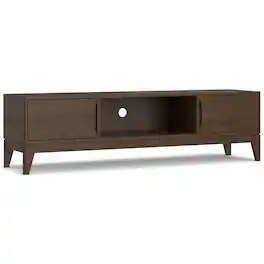 Simpli Home - Harper SOLID HARDWOOD 72 inch Wide Mid Century Modern TV Media Stand - Walnut Brown