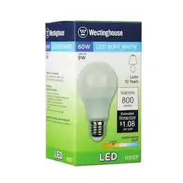Westinghouse - Omni Directional A19 G13 (Medium Bi-Pin) LED Bulb Warm White 60 Watt Equivalence 1 pk