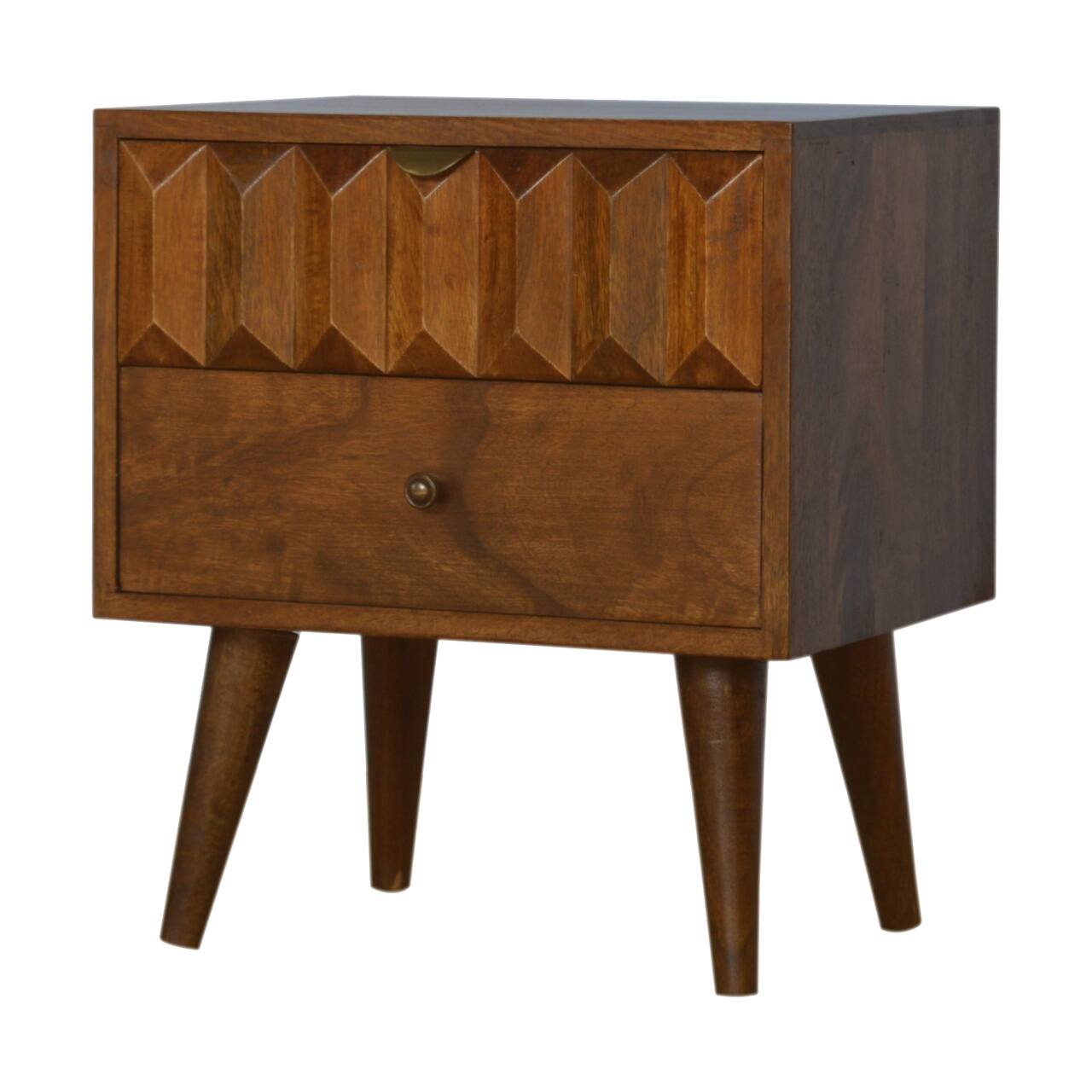 Left. Artisan Furniture - Artisan Furniture Solid Wood Chestnut Prism Nightstand, 1 Drawer, Dark Brown - Chestnut.