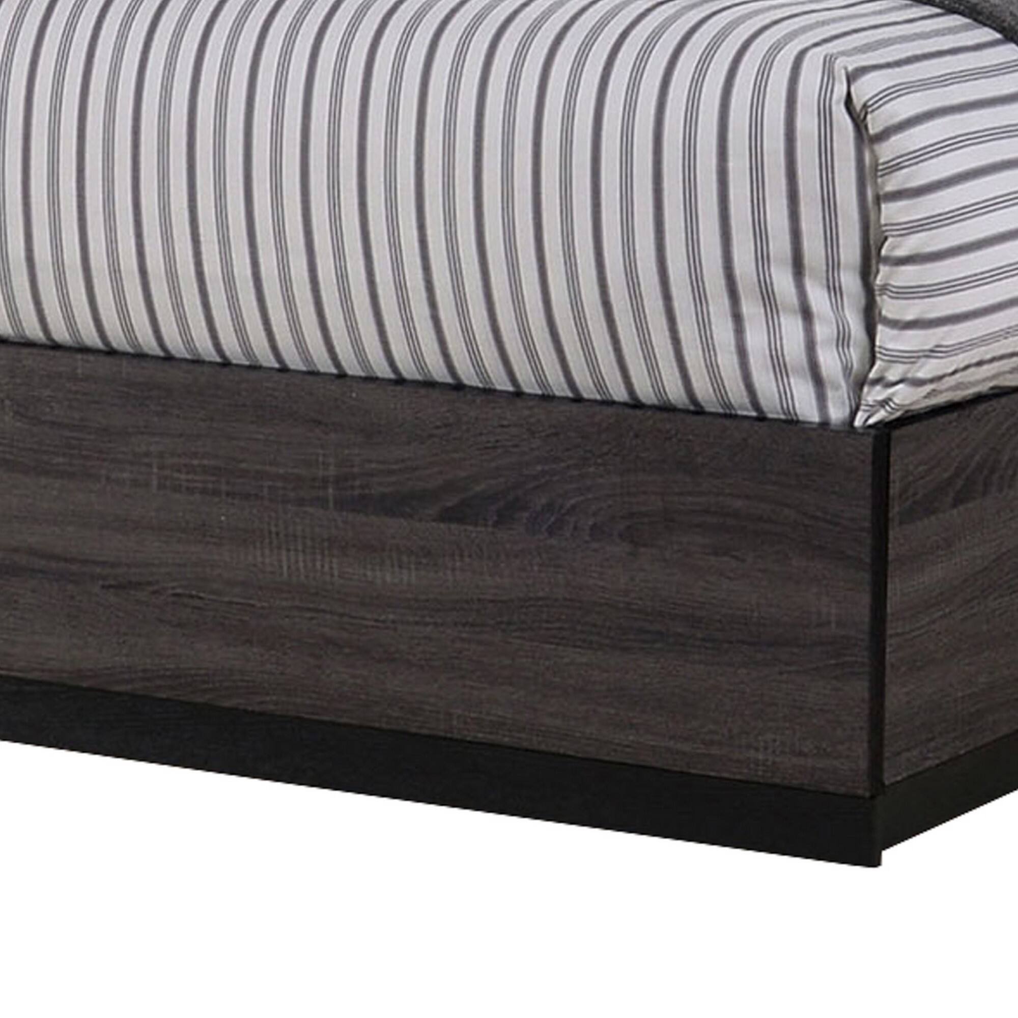 Alt View 3. Manhattan Lane - Transitional Wooden Queen Size Platform Bed with Bookcase Headboard - Gray.