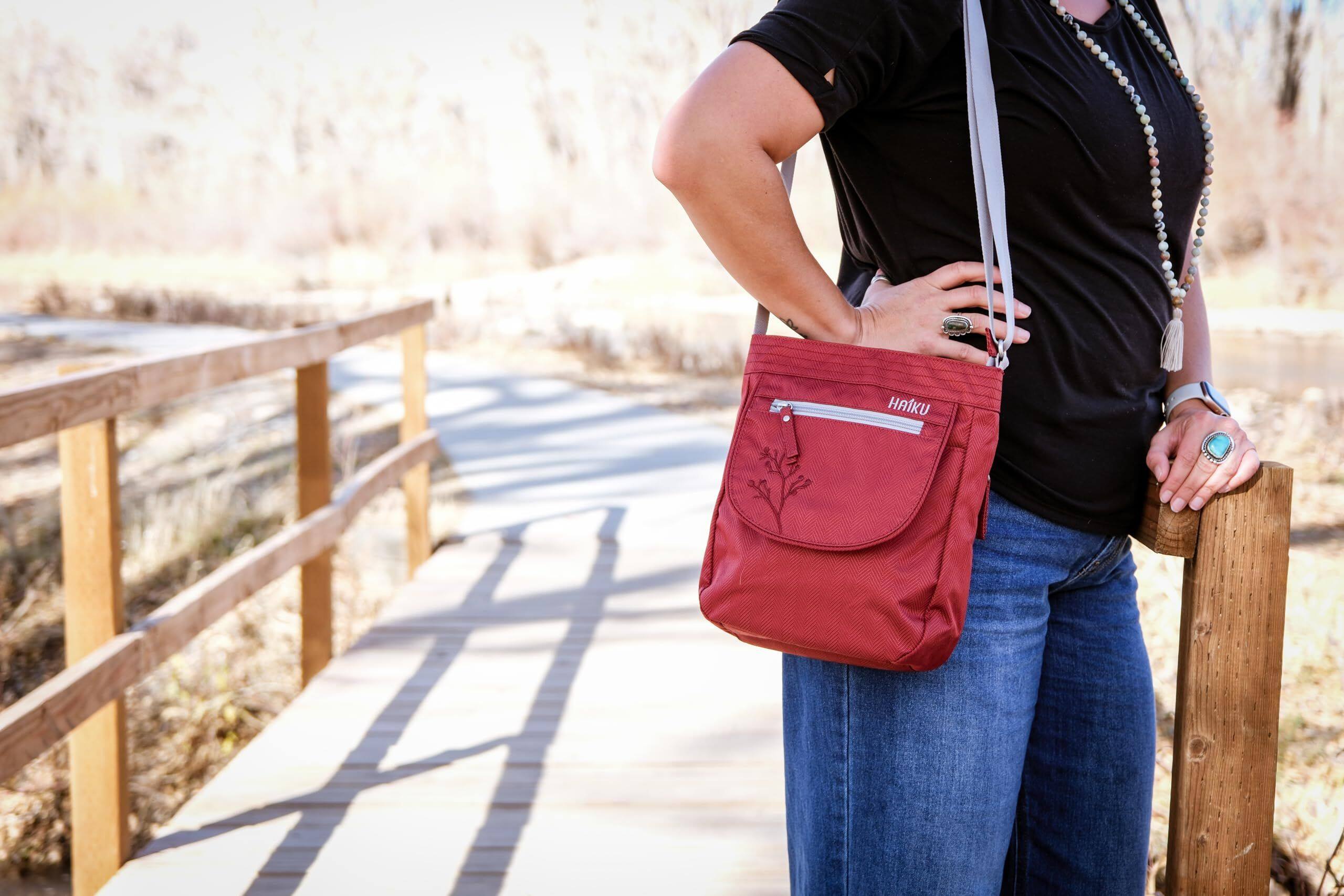 Back. Haiku - Haiku Jaunt RFID Blocking Crossbody - Rosewood.