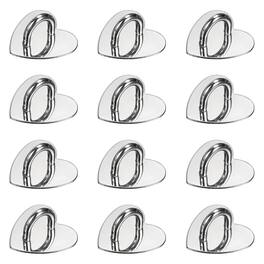 Unique Bargains - Metal Phone Charm Hook 1", 12pcs Adhesive Heart Shaped Finger Grip for Smartphones Keychain Tablet Case Accessories - Silver