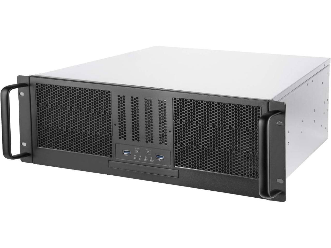 Front. SilverStone - SilverStone RM41-506 Black SGCC 4U Rackmount Server Chassis 6 x 5.25" drive bay External 5.25" Drive Bays - Black.