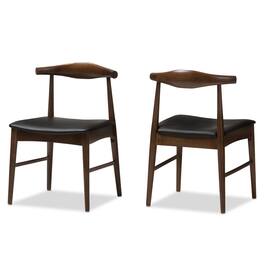 Baxton Studio - Set of 2 Winton Mid-Century Modern Walnut Wood Dining Chairs - Black/Walnut Brown