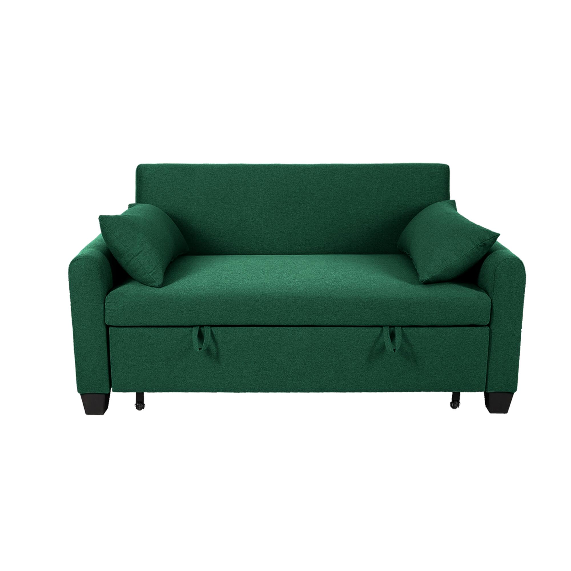 Alt View 6. GOODSILO - Extra-Large 61-Inch Convertible Fabric Sofa Bed With Storage Reinforced Frame Adjustable Backrest - Green.