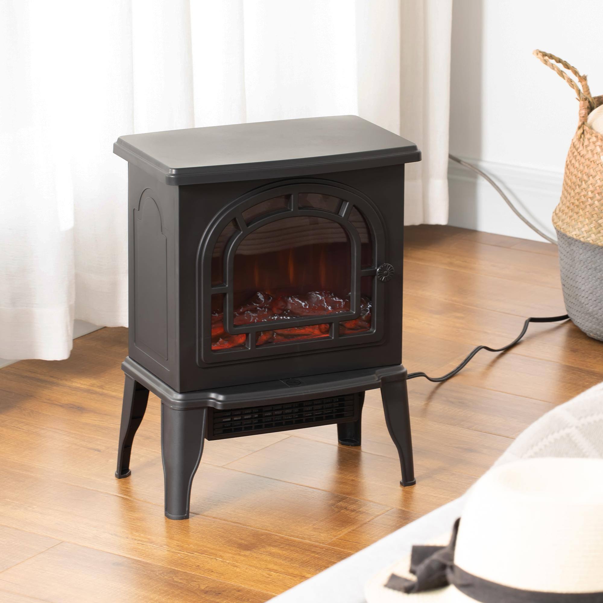 Alt View 4. Resenkos - 18" Electric Fireplace Stove, Freestanding Fireplace Heater with Realistic LED Flame, Black - Black.