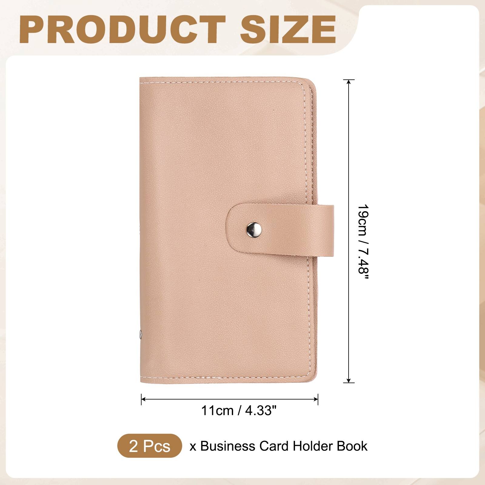 PRODUCT SIZE

19cm / 7.48"  
11cm / 4.33"  

2 Pcs x Business Card Holder Book
