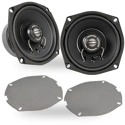 Front. NVX - XFHD5F 300W RMS 5.25in XF-Series 2-Ohm Front Fairing Speakers for Select 1998-2013 Harley-Davidson Touring Model.