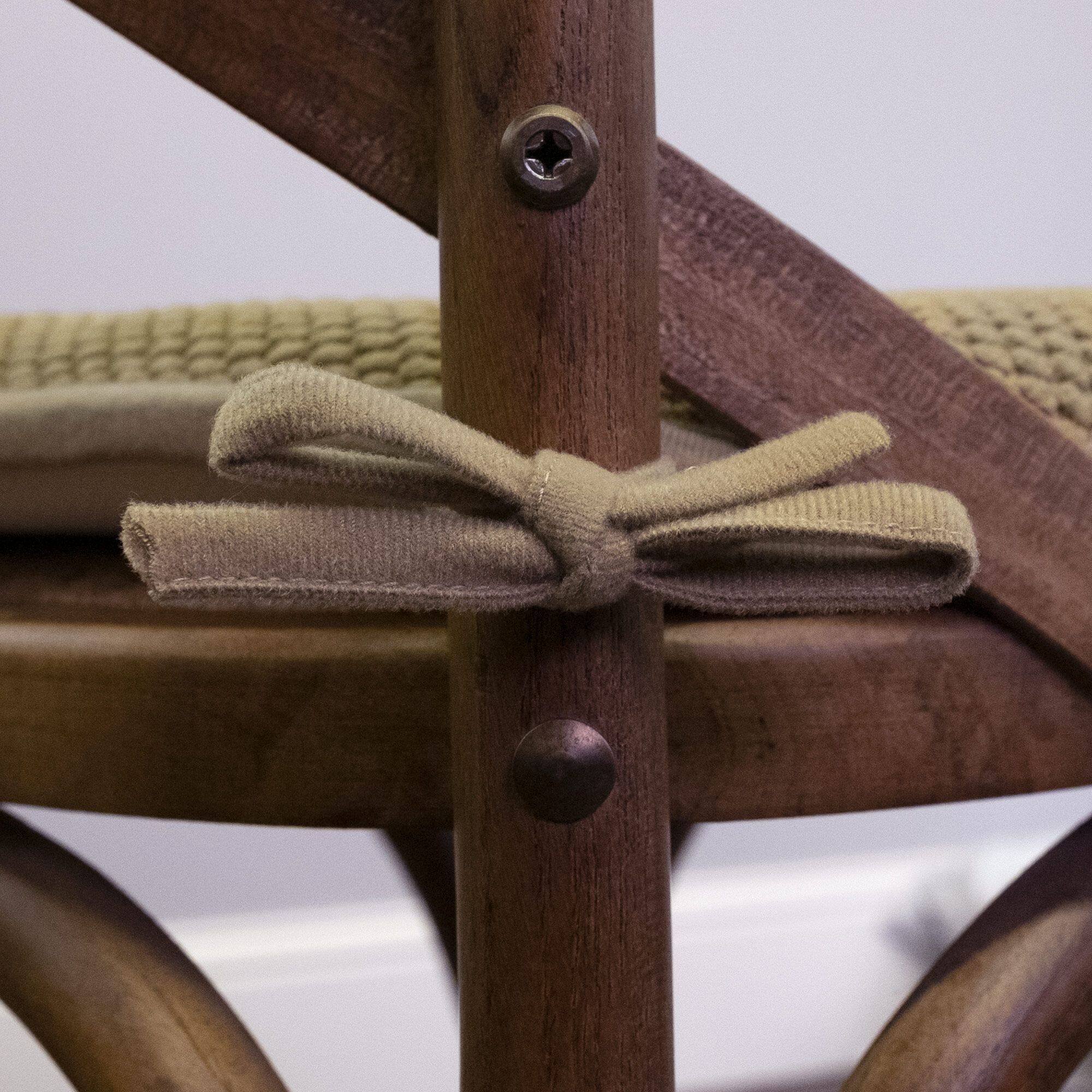 Left. Sweet Home Collection - Honeycomb Memory Foam Non-Slip 16" x 16" Chair Cushion Pad with Ties, 4-Pack - Taupe.