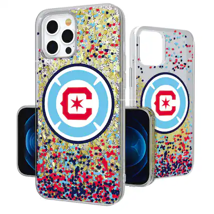 Front. Keyscaper - Chicago Fire iPhone Confetti Glitter Case - 12 Pro Max - Multicolor.