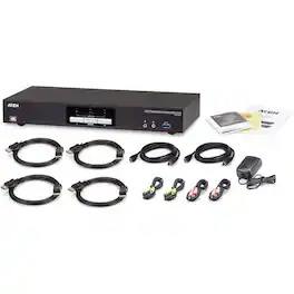 Aten Technology - 2-Port USB 3.0 4K DisplayPort Dual Display KVMP Switch - Black