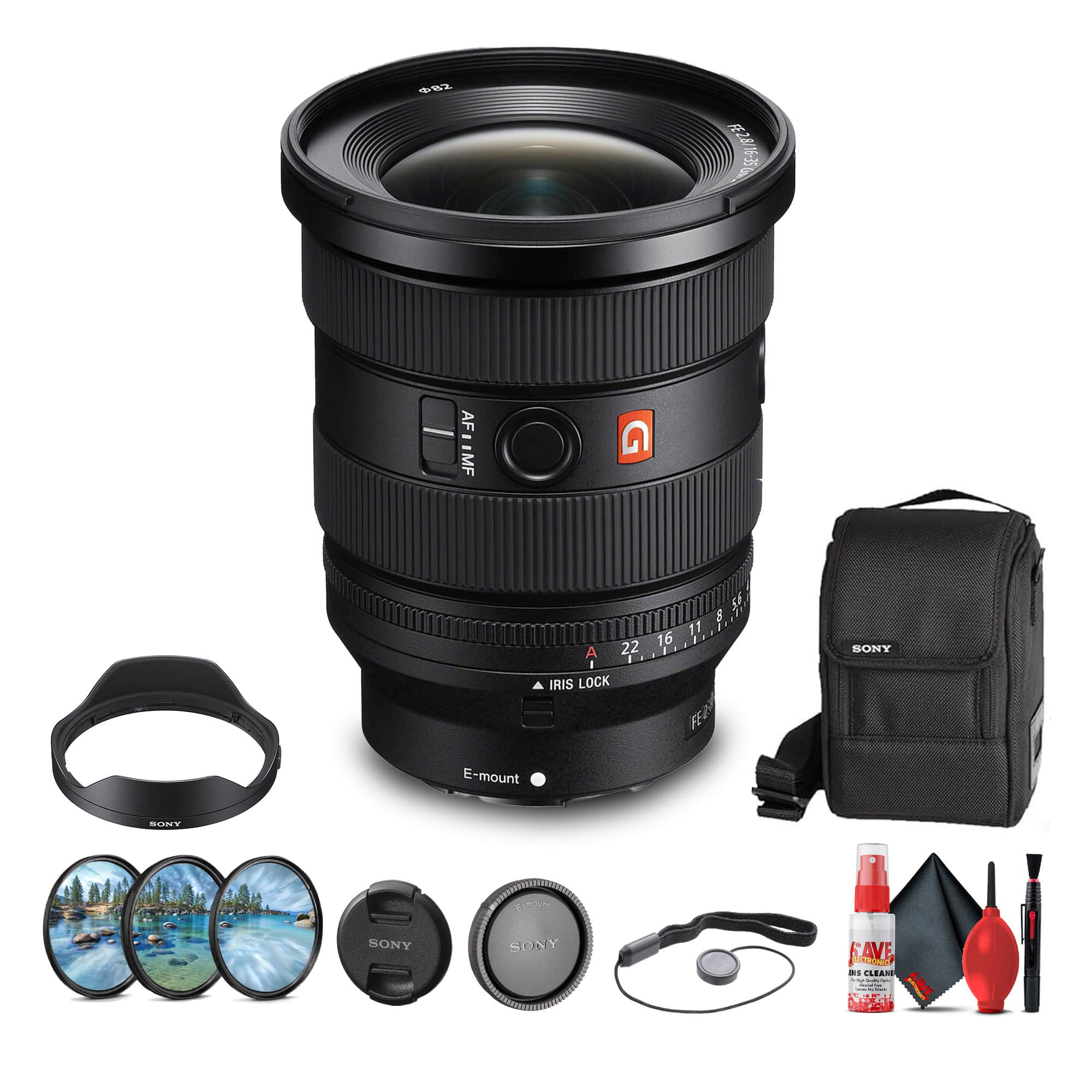 Sony - FE 16-35mm f/2.8 GM II Wide Angle Zoom Lens Bundle + Filter Kit + Cap Keeper + Cleaning Kit Accessories - Black