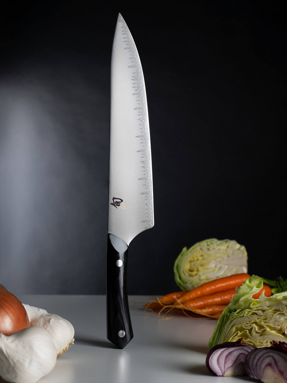 Alt View 2. Shun - Narukami 10 Inch Chef's Knife - Silver.