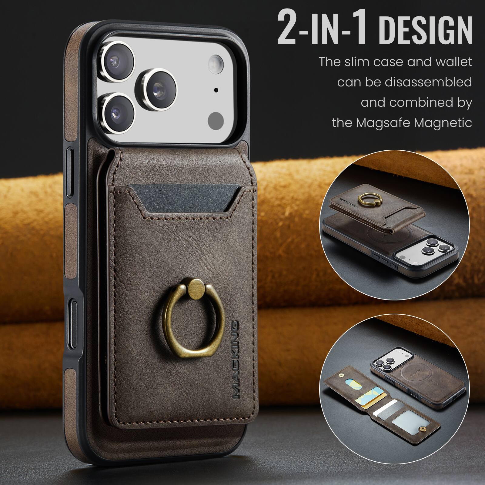 2-IN-1 DESIGN  
The slim case and wallet can be disassembled and combined by the Magsafe Magnetic