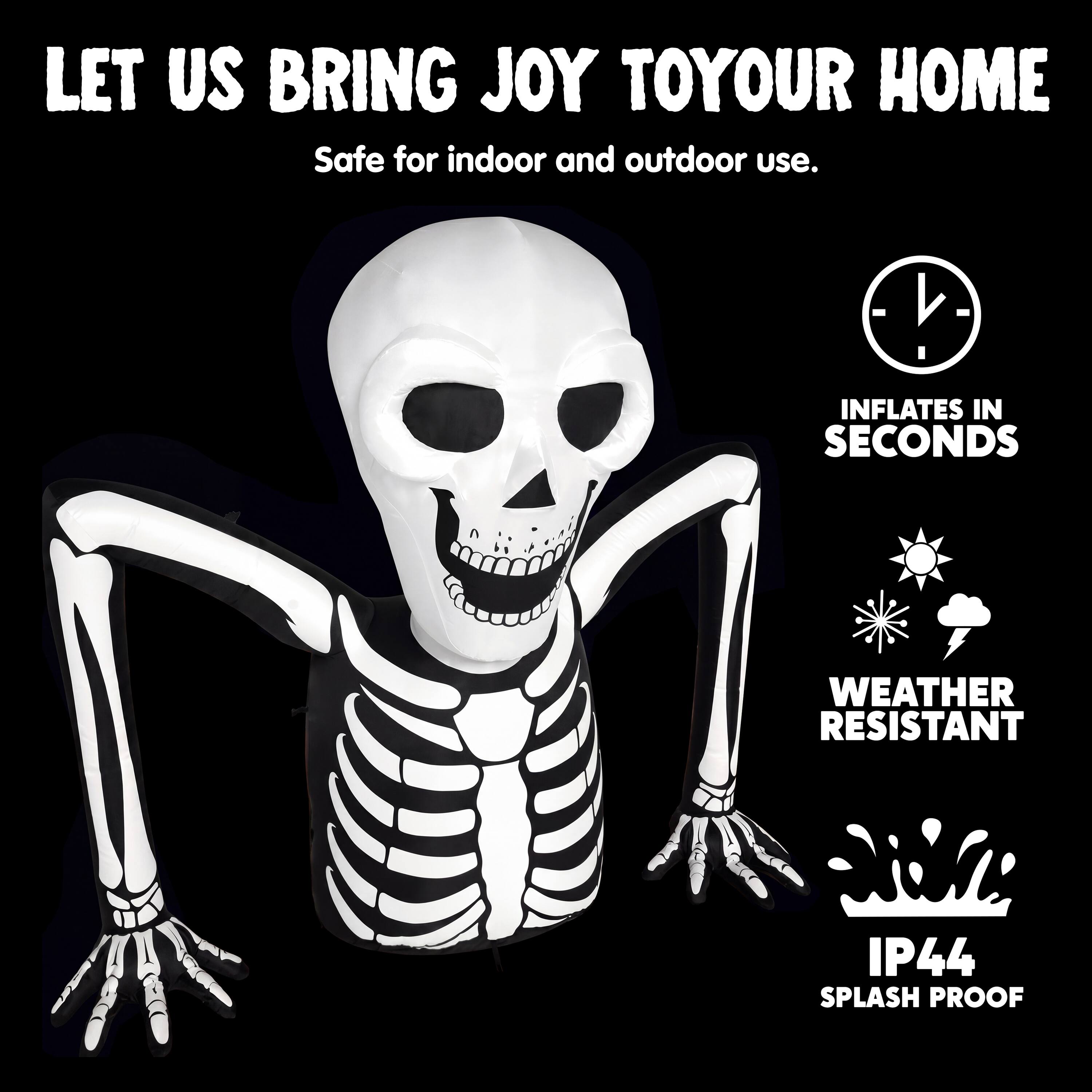LET US BRING JOY TO YOUR HOME  
Safe for indoor and outdoor use.  
- INFLATES IN SECONDS  
- WEATHER RESISTANT  
- IP44 SPLASH PROOF