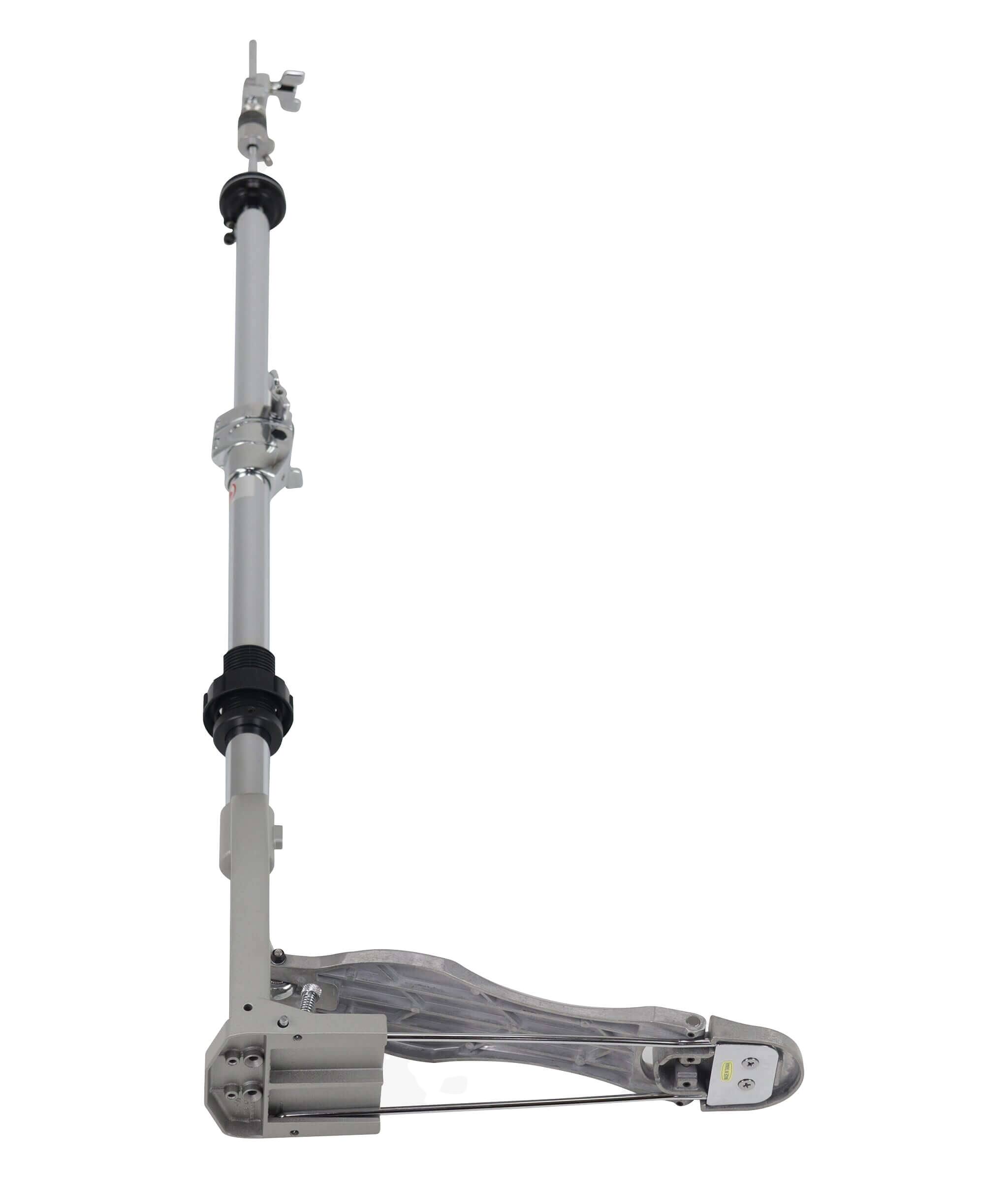Left. Gibraltar Hardware - No Leg Hi Hat Stand, Rack Ready Compact Design, with Smooth G Style Footboard and Step Tension Adjustment.