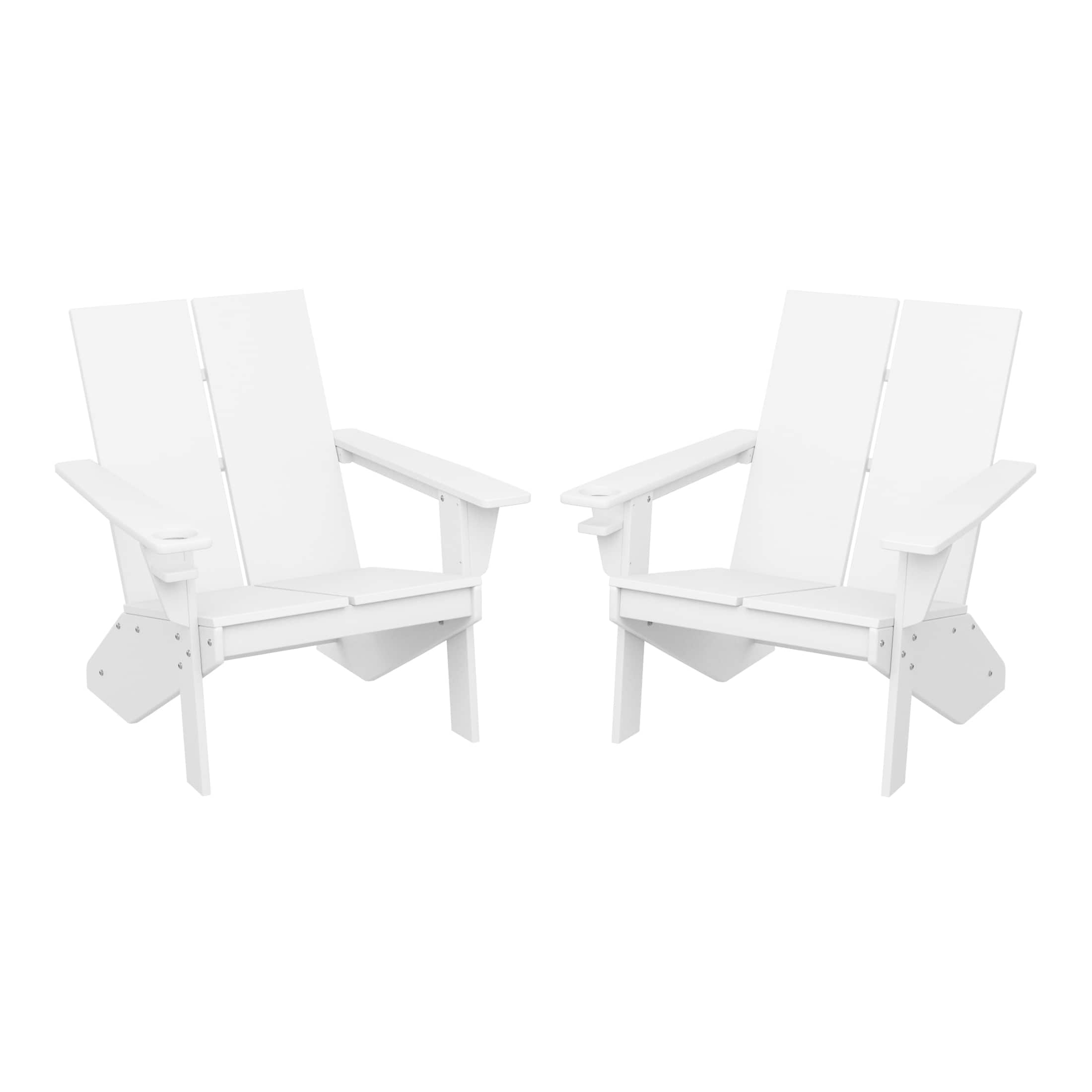WestinTrends - Riviera Outdoor HDPE Modern Adirondack Chair with Cup Holder (Set of 2) - White price history on PriceWatchPro