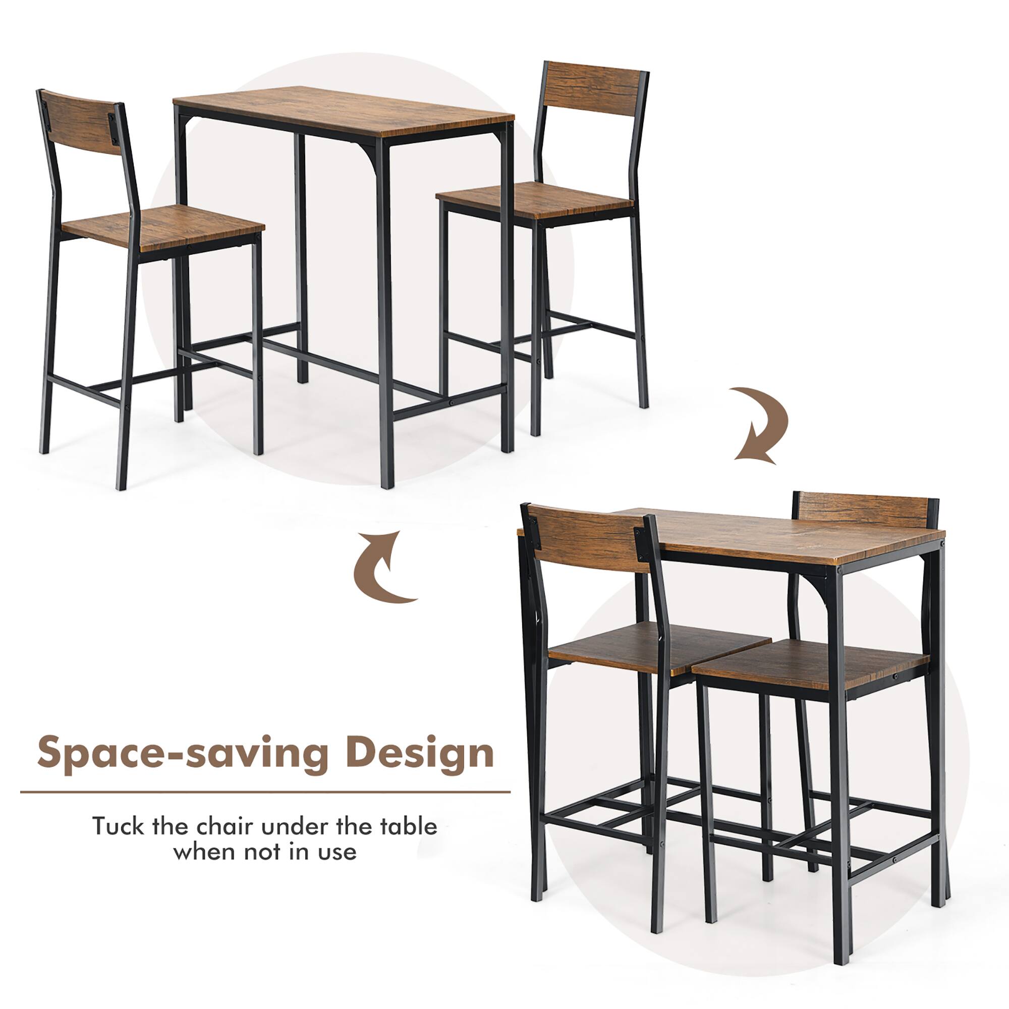 Space-saving Design: Tuck the chair under the table when not in use.