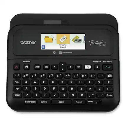 - Brother P-touch D610BT
- Create Label
- Connectable
- Bluetooth
- Feed&Cut
- Print Options
- Clear
- Esc
- OK
- Fn
- Print
- 1 ! 2 @ 3 # 4 $ 5 % 6 ' 7 & 8 * 9 ( 0 ) - " BS
- Tab
- Q W E R T Y U I O P
- Caps
- A S D F G H J K L : :
- Shift
- Z X C V B N M , ? . /
- Scale/Zoom
- Symbol
- Space
- Accent
- Enter