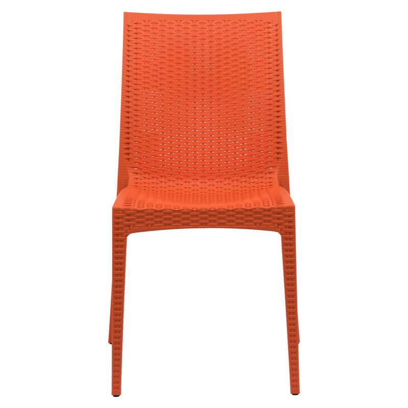 Back. LeisureMod - Mace 4-Pieces  Outdoor Waterproof Patio Chair - No Assembly Required - Orange.