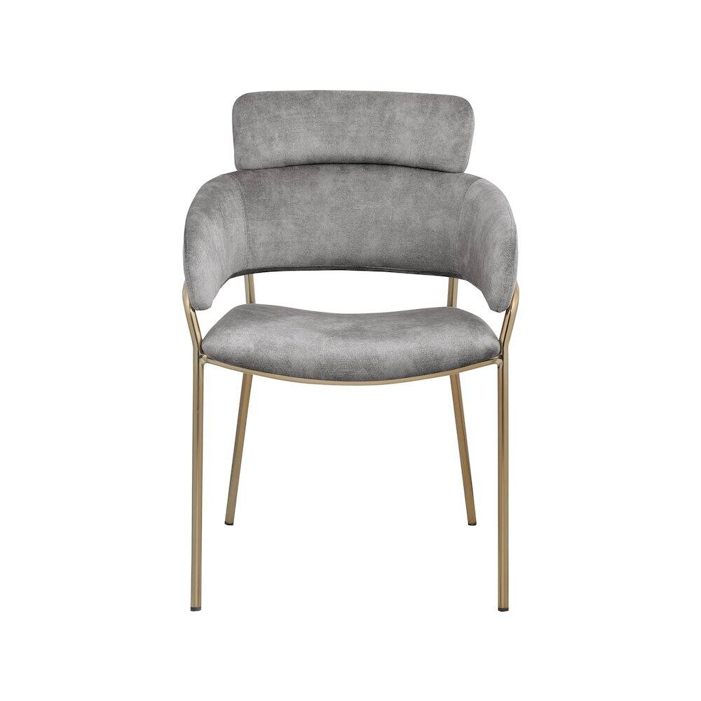 Alt View 2. Meridian Furniture - Yara Grey Velvet Dining Chair, Set of 2 - Grey.