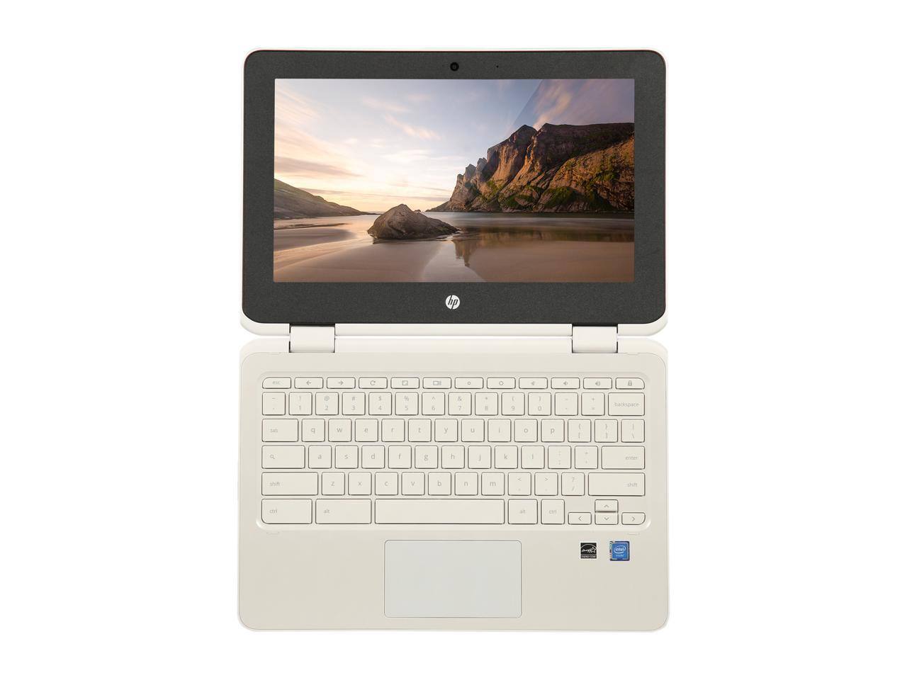 Alt View 5. HP - Chromebook 11-ae131NR 11.6" HD Touchscreen, Intel Celeron N3350 Processor, 4GB RAM 32GB SSD  Chrome OS - White.