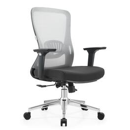 LeisureMod - Adorit Office Chair Ergonomic Mid-Back Mesh Computer Chair with Swivel & Tilt – Comfortable Desk Chair - Light Gray