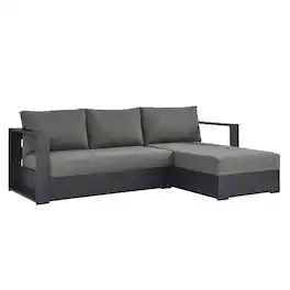 Modway - Tahoe 2-Piece Outdoor Powder-Coated Aluminum Right-Facing Chaise Sectional Sofa Set - Gray Charcoal