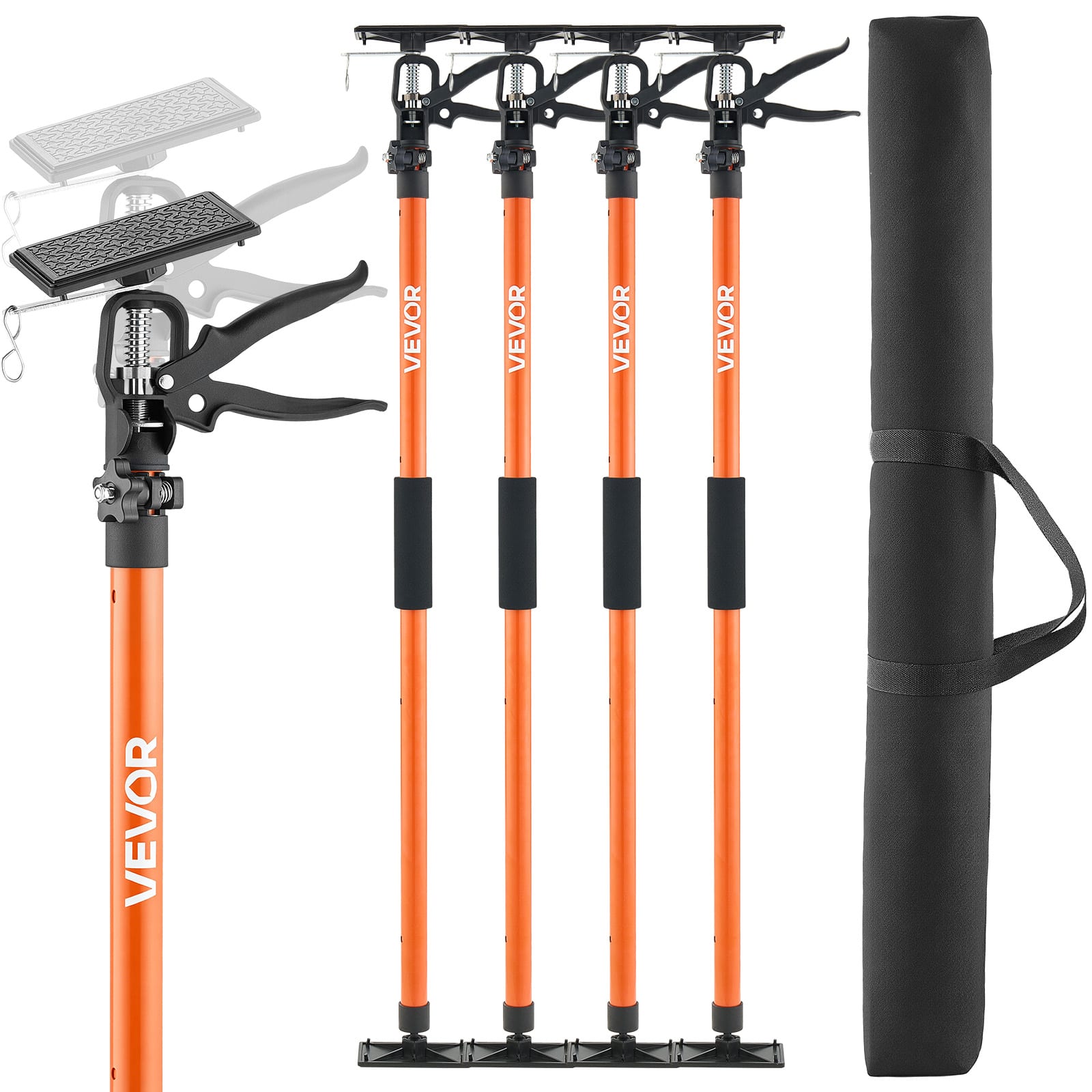 VEVOR - Cabinet Jack Support Pole, 4-Pack, 45.7-114.2 Inch Steel Telescopic Quick Support Rod, Adjustable 3rd Hand System - Black;Orange price history on PriceWatchPro