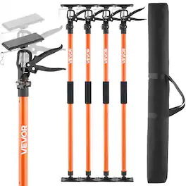 VEVOR - Cabinet Jack Support Pole, 4-Pack, 45.7-114.2 Inch Steel Telescopic Quick Support Rod, Adjustable 3rd Hand System - Black;Orange