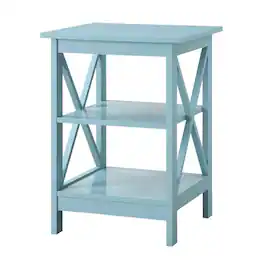 FurniFact - End Table with Shelves for Storage and Stylish Decor - Sea Foam Blue